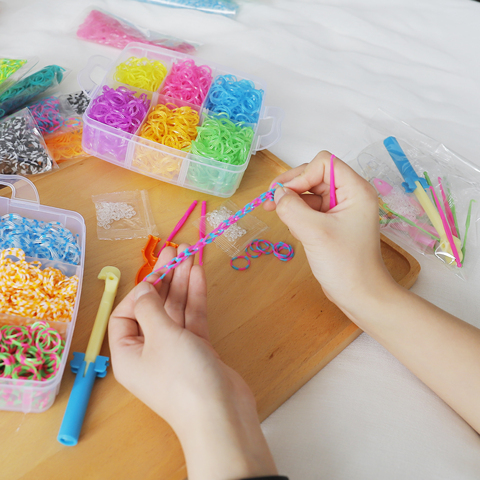 1800pc DIY Toys Rubber Loom Bands Set Kid DIY Bracelet Silicone Rubber  Bands Elastic Weave Loom Bands Toy Children Goods - Price history & Review