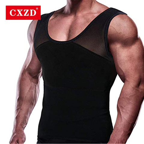 CXZD Men Compression Seamless Slimming Vest Abdomen Slim Tank Top Control Tummy Hide Boobs ► Photo 1/6