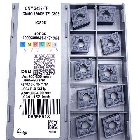 10PCS CNMG120408 TF IC907/IC908 External Turning Tools CNMG 120408 Carbide insert Lathe cutter Tool turning insert ► Photo 1/6