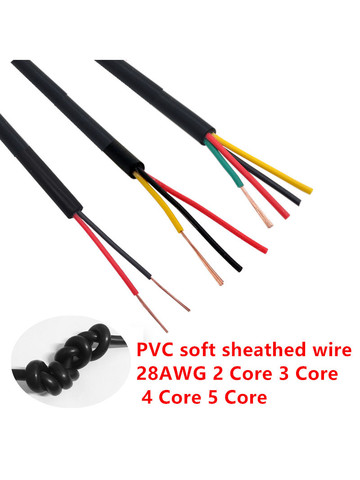 28 AWG RVV 2/3/4/5/6/8 /10Cores Copper Wire Conductor Electric RVV Cable Black soft sheathed wire ► Photo 1/6