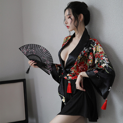 Yukata Haori Women Japanese Kimono 2PCS Shirt Skirt Sets Cardigan Samurai Costume Cosplay Clothing Traditional Asian Lady Robes ► Photo 1/6