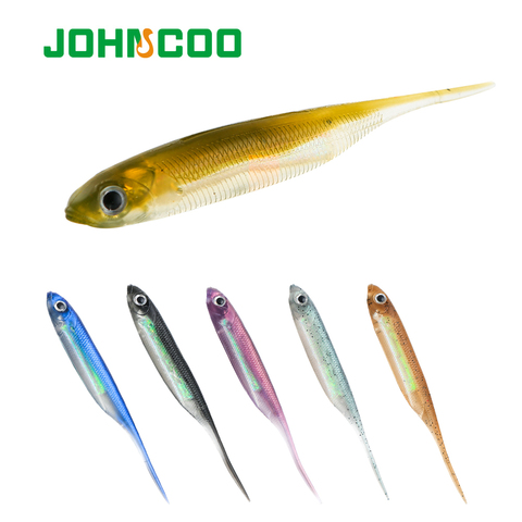 JOHNCOO 6pcs Soft Bait Swimbait Paddle Tail Soft Plastic Lure Shad Lure 2.7g 5.2g Rainbow Color Sequin Swimbait Soft Worm ► Photo 1/6