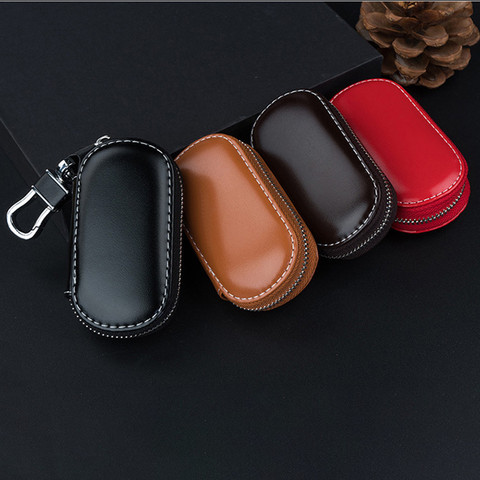 Key Case Multi-function Leather Key Case Car Key Bag For Faraday Cage Keyless Entry Key Fob Pouch Car RFID Security Accessories ► Photo 1/6