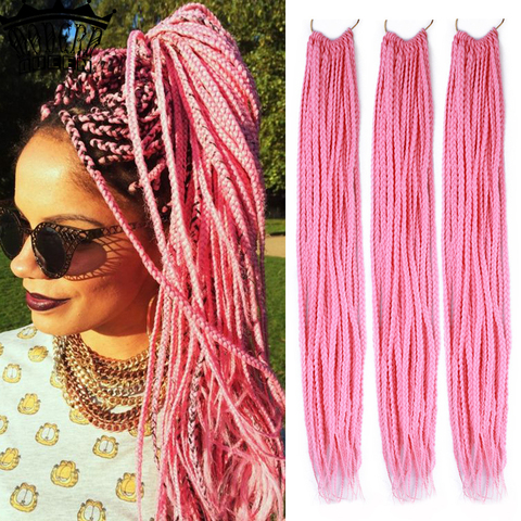 Colored Box Braid Crotchet Braid 22Inch Ombre Synthetic Braiding Hair Extension 22Roots Rainbow Crochet Hair African Braids ► Photo 1/6