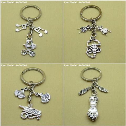 Keychain Keyring Car Diner Dining Note Musical Music Scorpio Scorpion Bug Fly Cricket Rack Wine Biloba Ginkgo Figa Gesture ML ► Photo 1/1