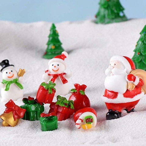 Christmas Miniature Santa Claus Sled Reindeer Gift Train Terrarium Figurines Fairy Garden Decor Snow Landscape Model，1Piece ► Photo 1/6