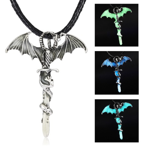 Rinhoo Vintage Magic Steampunk Glowing Luminous Punk Dragon Pendants Necklaces Mens Jewelry Glow In the dark Pendant Necklace ► Photo 1/6