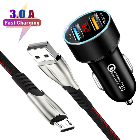 3A Micro USB Cable Fast Charging QC 3.0 Car Charger For Xiaomi A1 A2 lite Redmi 4 4A 4X 5 6 7 7A Plus Note 5 Car Charging Cable ► Photo 1/6