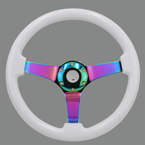 14inch Wooden Steering Wheel Deep Dish Drift Sport Steering Wheels with Neo Chrome Spokes ► Photo 1/5