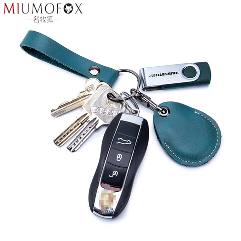 High-Grade Car Keychains Genuine Leather Pendant Key Holder IC Entrance Guard Card Set Keys Smart Wallet EDC Housekeeper Unisex ► Photo 1/6