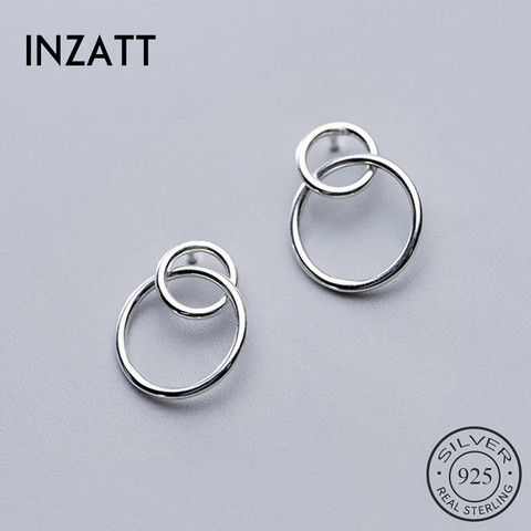 INZATT Real 925 Sterling Silver Geometric Round Stud Earrings Fashion Women Fine Jewelry Party Minimalist Cute Accessories Gift ► Photo 1/6