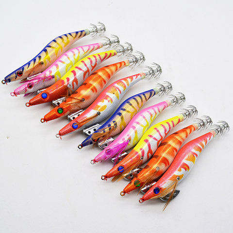 Cheap 20Pcs/lot Squid lure Shrimp Jigs Wood lure Luminous Octopus