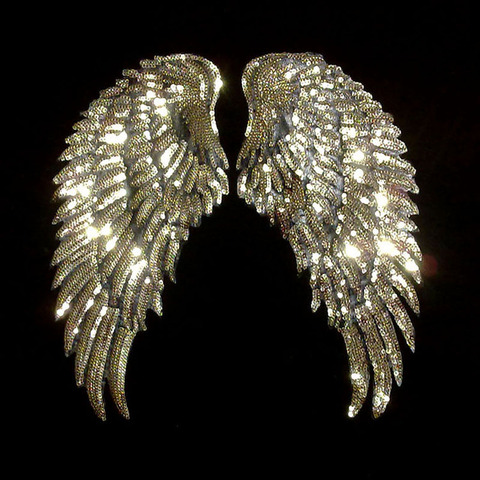 1 Pair Fashion Large Sequins Wing Patch for Clothing Applique for Jeans DIY Accessories Cute Sew on Patches 35cm x 16.5cm ► Photo 1/3