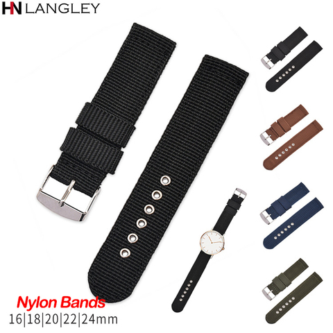 Canvas Nylon Watch Band Straps 16mm 18mm 20mm 22mm 24mm Breathable Fabric Watch Strap Men Replacement Watchband for Women ► Photo 1/6