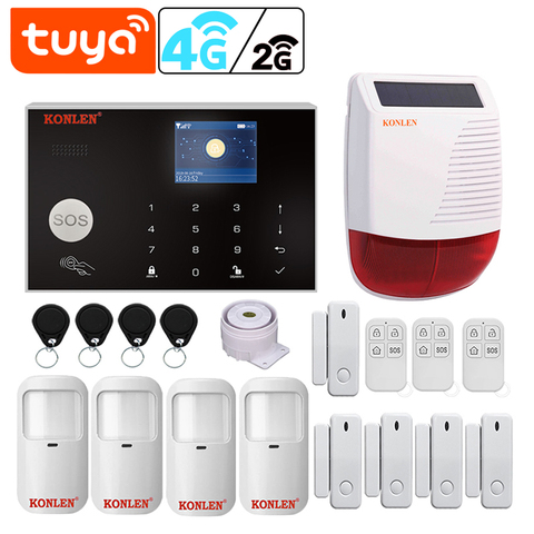Tuya Smart WIFI 2G/ 4G 3G GSM Home Security Alarm System Burglar Kit Wireless Wired With Google Alexa IP Camera House Protection ► Photo 1/6