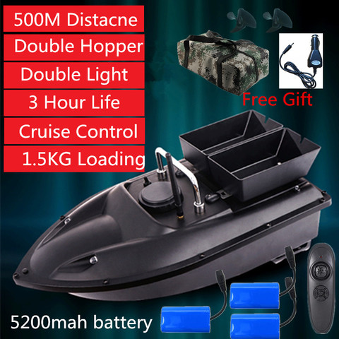 New High Quality Double hopper Double Motor Fixed speed Cruise Automatic Feed  Fishing Bait Boat with waterproof bag car charger ► Photo 1/6