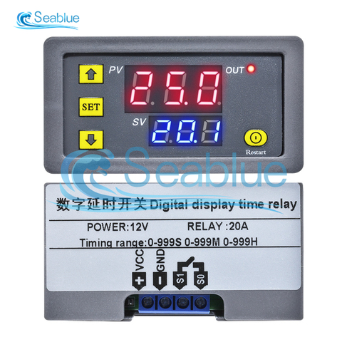 AC 110V 220V 12V 24V Digital Time Delay Relay LED Display Cycle Timer Control Switch Adjustable Timing Relay Time Delay Switch ► Photo 1/6