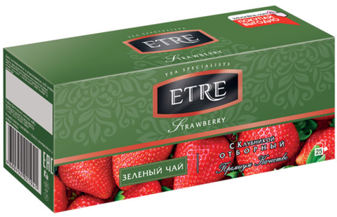 «ETRE», strawberry чай зеленый с клубникой, 25 пакетиков, 50 г ► Photo 1/1
