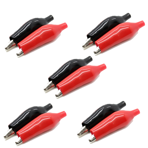 5pairs 45mm/35mm Alligator Clip crocodile electrical Clamp for multimeter Testing Probe Meter with Black and red Plastic Boot ► Photo 1/6