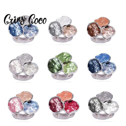Cring Coco 2022 Big Geometric Rings for Women Classic Circle Enamel Metal Adjustable Ring Female Wholesale Luxury Brand Jewelry ► Photo 1/6