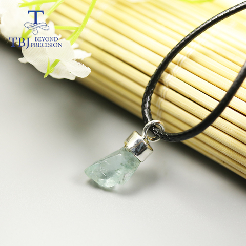 6ct natural aquamarine Rough pendant necklace,handmade jewelry, March birthstone pure 925 sterling solid siver fine jewelry ► Photo 1/6