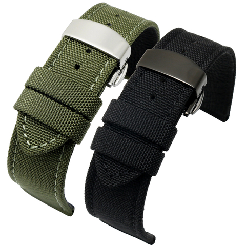 Nylon+ leather bottom layer watchband for S-eiko 5 Canned wristband 18mm 20mm 22mm 23mm 24mm straps with stainless steel buckle ► Photo 1/6