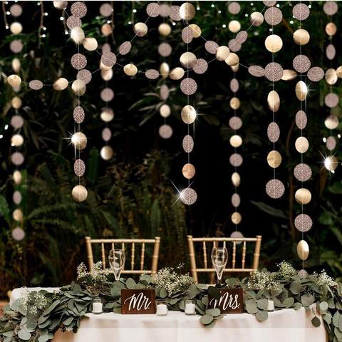 4M Glitter Champagne Paper Circle Dots Garland Party Bunting Hanging Banner for Wedding Birthday Bridal Baby Shower Decorations ► Photo 1/6