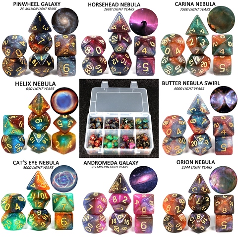 56PCS/Box Cosmic Galaxy Concept Dice Role Playing Game Table  Accessories  8 Themes Christmas Gift Board Game Christams Gift ► Photo 1/6