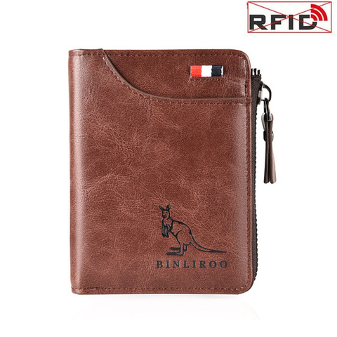 Men's Genuine Leather Wallet RFID Anti Theft Card Holder Coin Purse Fashion Business Men and Women Pocket Wallet Zipper ► Photo 1/1