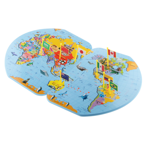 Wooden World Map and 36 Flags Matching Puzzle Wall Map Geography Kids Educational Toy ► Photo 1/6