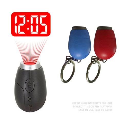 Mini Digital Projection Clock Portable LED Wall Ceiling Time Projection Watch Magic Night Light Electronic Clock key chain decor ► Photo 1/6