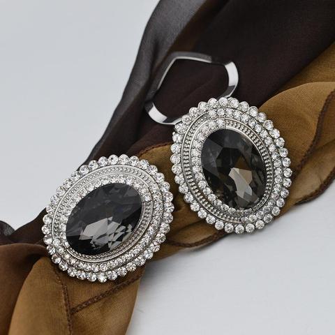 2022 original design brooch big gray oval glass silk scarf clip buckle high-end accessories ► Photo 1/6