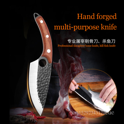 Japanese thickened and upgraded hand forged hammer bone cutter fish fillet knife butcher knife carbon steel kitchen meat cleaver ► Photo 1/1