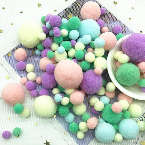Multi Size Mix Color Pompoms Fur Craft DIY Soft Pom Poms Balls Wedding Decor Glue on Cloth Accessories 8/10/15/20/25/30mm 20g ► Photo 1/6