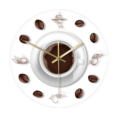 Coffee Hand Coffee Beans Wall Clock with LED Backlight Modern Design Cafe Coffee Mug Reloj De Pared Kitchen Acrylic Wall Watch ► Photo 1/6