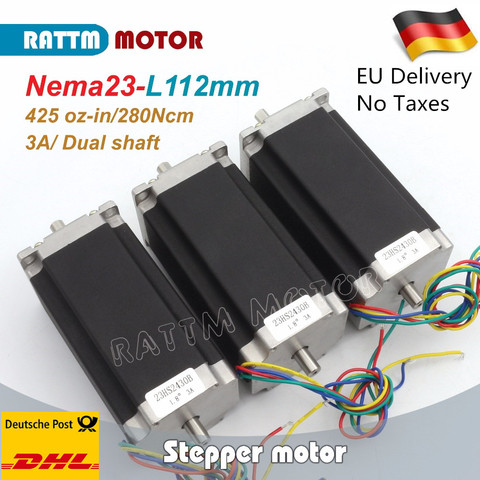3pcs 23HS2430B Nema 23 CNC stepper motor 112mm (Dual shaft)  /425 Oz-in /3A ► Photo 1/1