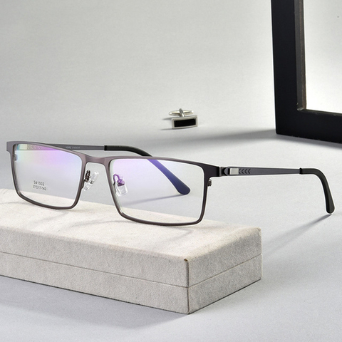 BCLEAR Brand Design Full Rim Alloy Optical Eyeglasses Frame Flexible Spring Hinge Business Casual Men Eyewear Spectacle Fashion ► Photo 1/6