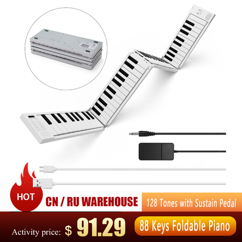 MIDIPLUS 88 Keys Foldable Electronic Piano Portable Keyboard 128 Tones Dual Speakers Headphone Output with Sustain Pedal New ► Photo 1/6