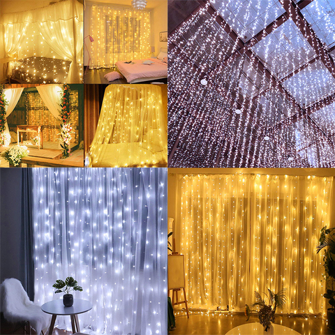 3*3m 300leds Led Curtain String Light Led Christmas Garland Party Patio Window Decor Fairy Lights Xmas Wedding Lights EU 220V ► Photo 1/6