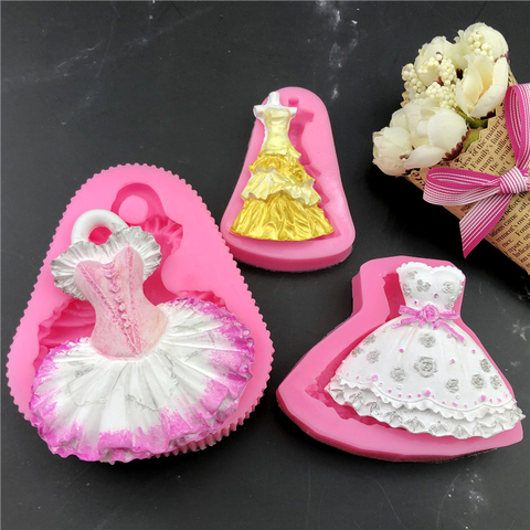 Skirt Silicone Cake Mold Lady Girl Fondant Cake Mold Chocolate Decorating Tools Cake Baking Gypsum clay Moulds ► Photo 1/5