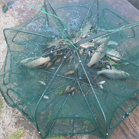 Portable 6 Holes Folded Hexagon Fishing Net Network Casting Crayfish Catcher Fish Trap Shrimp Catcher Tank Cages Mesh Nets ► Photo 1/6