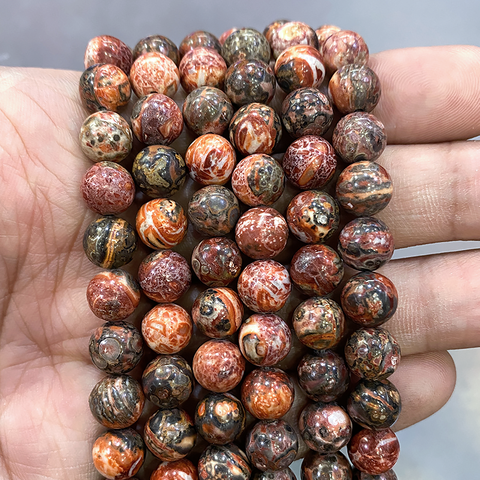 Natural Stone Leopardskin Jaspers Round Beads 15