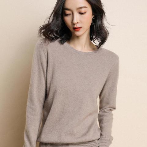 High Quality Pure Colors Spring Autumn Winter European Style Women Fashion Pullovers Knitted Cashmere Wool Sweater Lady Big Size ► Photo 1/6