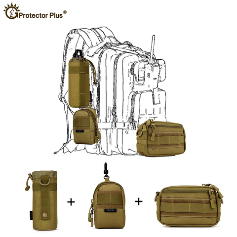 PROTECTOR PLUS Tactical Pouch Set 3 Bags Molle Expand Outdoor Sports Hunting Cycling Camo Bag Single Shoulder Waist Waterproof ► Photo 1/6