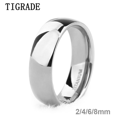 Tigrade 6mm Men's Titanium Ring Silver Color Polished Classic Engagement Anel Rings For Male Female Wedding Bands Never Fade ► Photo 1/6