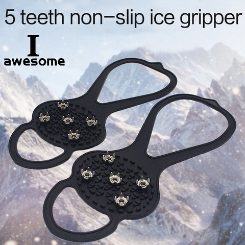 5 Teeth Ice Gripper For Shoes Women Men Crampons Ice Gripper Spike Grips Cleats For Snow Studs Non-Slip Climbing Hiking Covers ► Photo 1/4