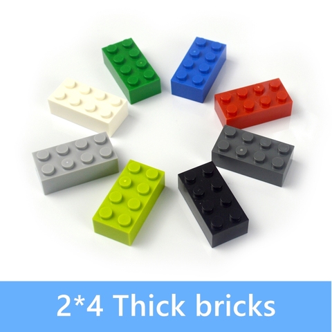 50pcs 2*4 Dots Thick bricks multiple color Educational Creative DIY Bulk Set Building Blocks Compatible All Brands classic parts ► Photo 1/6