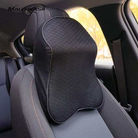 PU Leather Car Pillows Headrest Neck Cushion Support One Pair Seat