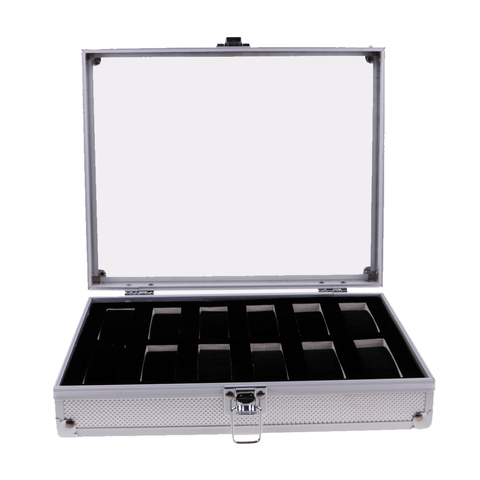 Luxury Watch Box Watch Case Aluminum Glass Top Wristwatch Case Organizer Display Jewelry Store Briefcase ► Photo 1/6