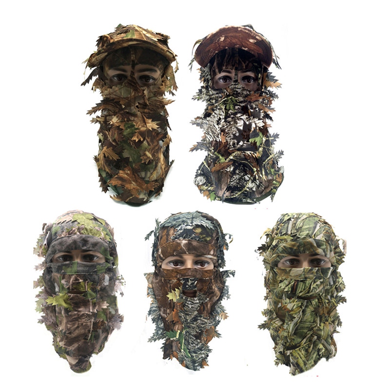 Camouflage 3D-Blattmaske Haube Sturmhaube Camouflage Jagd Vollgesichtsmaske Huts